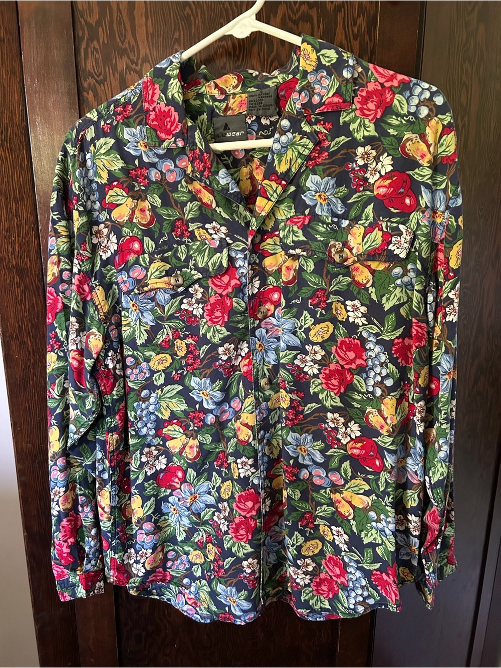 Vintage Liz Claiborne Fruit and Floral Button-Down Shirt